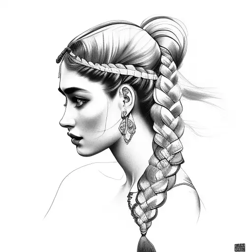 Gypsy Girl Side Profile With Braids And Background