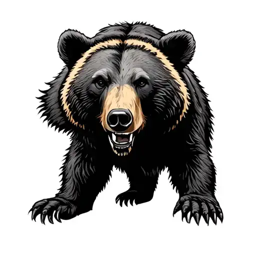 Native Bear Tracks Through Fire Flames