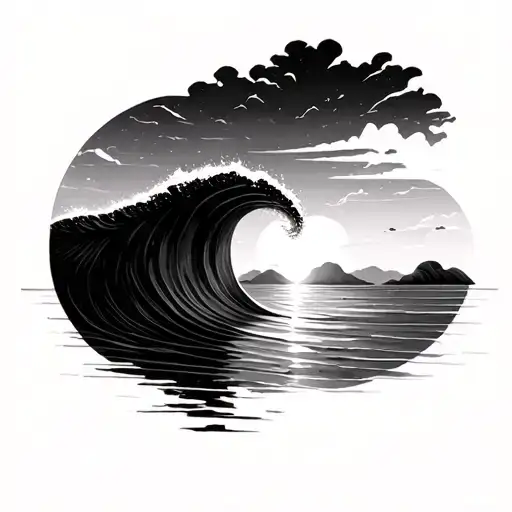 Simple Sunset And Wave