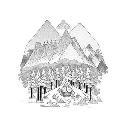 A Music Festival Stage Set In A Mystical Mountain Landscape