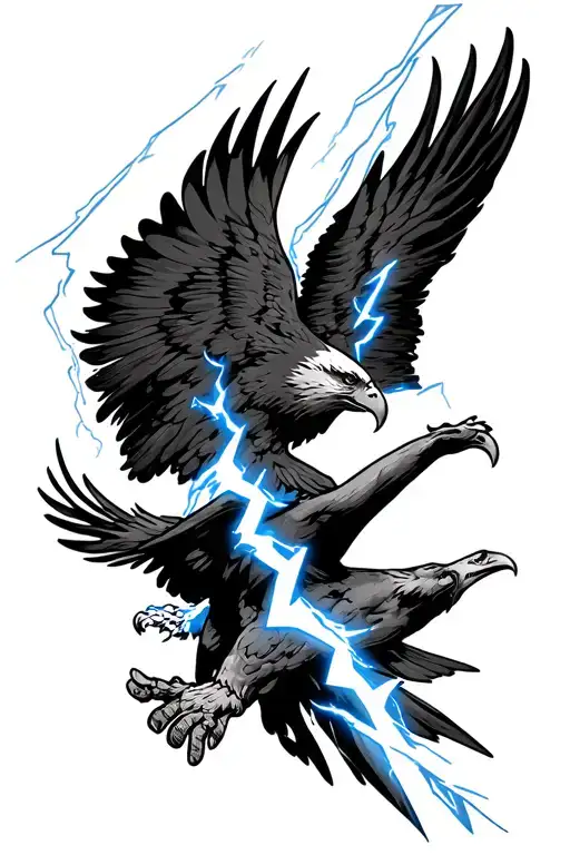 Zues Throwing A Lightning Bolt With Eagle Soaring