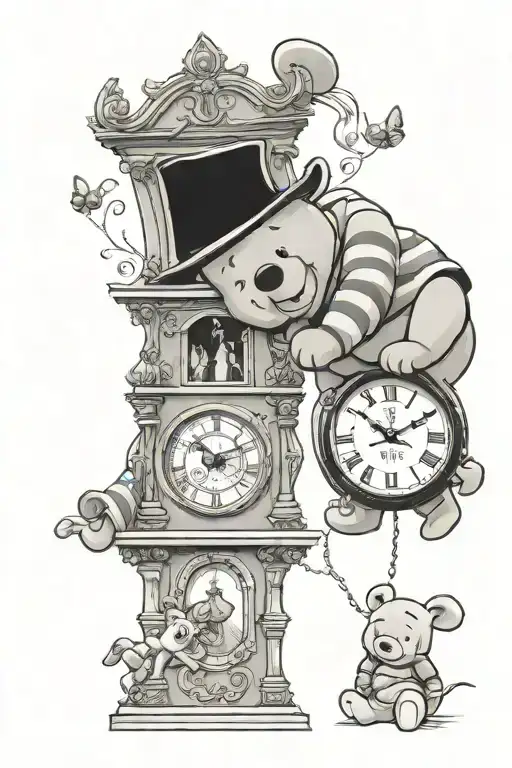 Grandfather Clock And Winnie The Pooh
