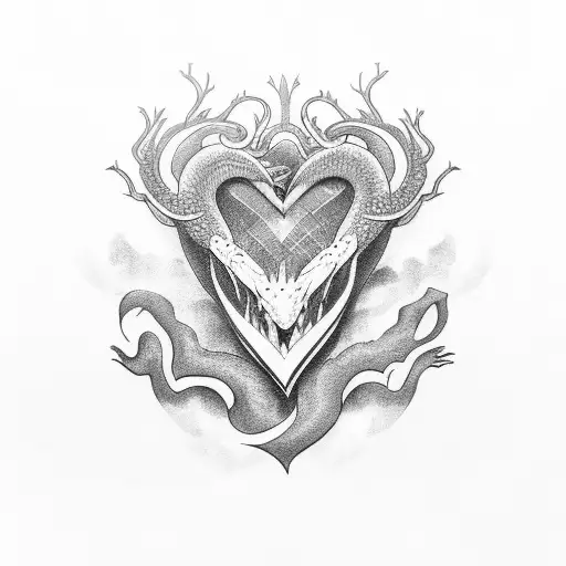 Heart Surrounded By Dragon