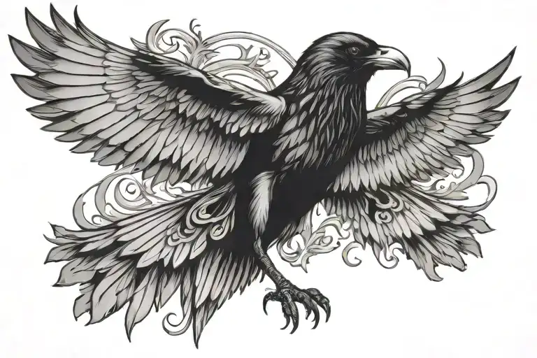 Raven Wings Spread Wide