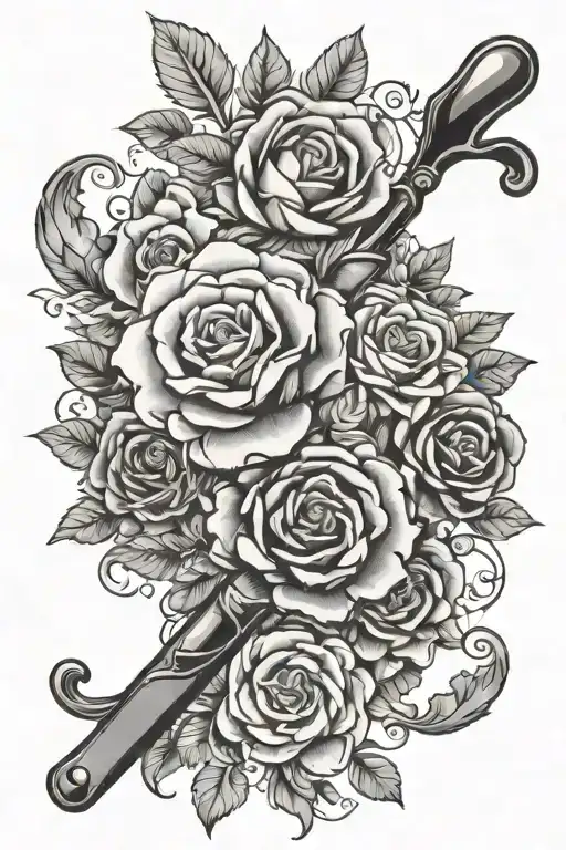 Floral Baking Utensils And Surrounded