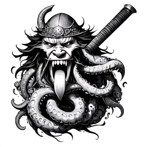 Caravela Samurai With Tentacle Tongue Cuts By A Katana