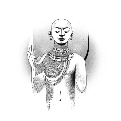 A Serene Meditating Figure With African Tribal Patterns As The Background