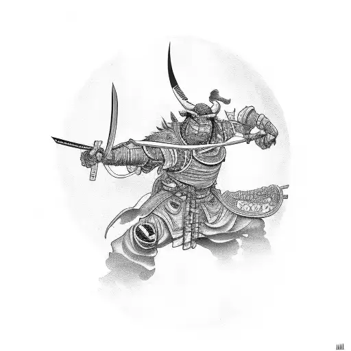 Ronin With A Oni In The Background