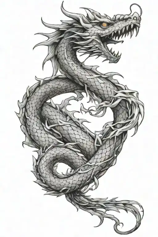 Wyrm Dragon Wrapping Made Out Of Calligraphy