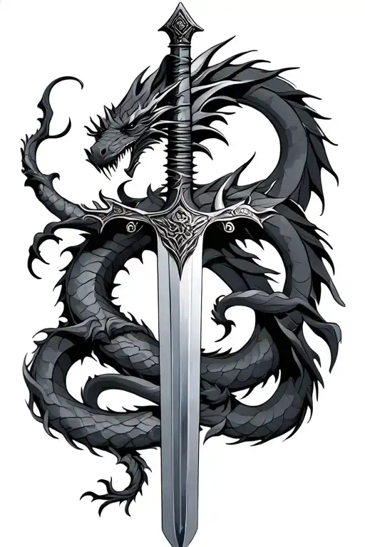 A Sword With A Dragon Wrapping Around It