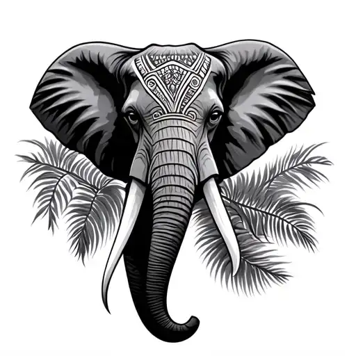 Only The Head Of The Elephant In The Polynesian Style