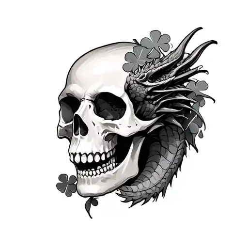 Skull Clovers And Dragons