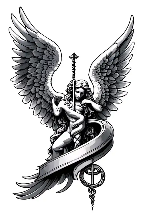 Angel Wings And Caduceus