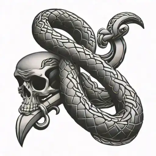 Skeleton Key With Black Snake Intertwined