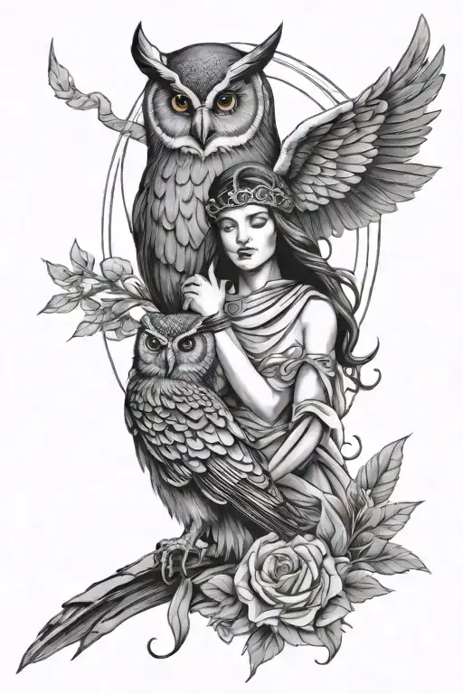Athena And An Owl Mysterious And Sensual Vibe