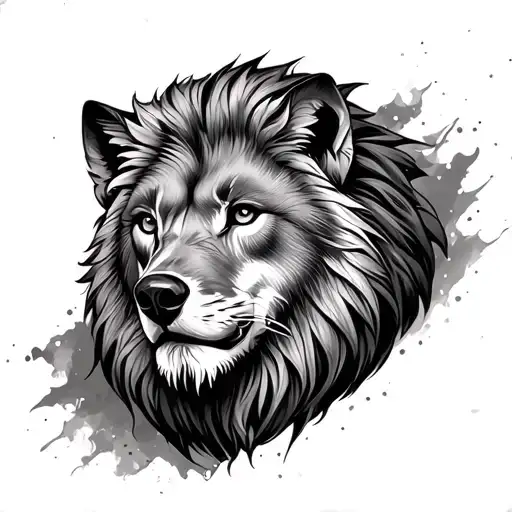 Tattoo Lion With Wolf