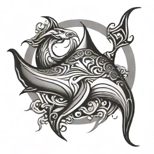 Manta Ray Combined With Viking Mother And Son Symbol