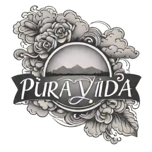 The Words Pura Vida On Top Of A Cloud Background On The Inner Bicep