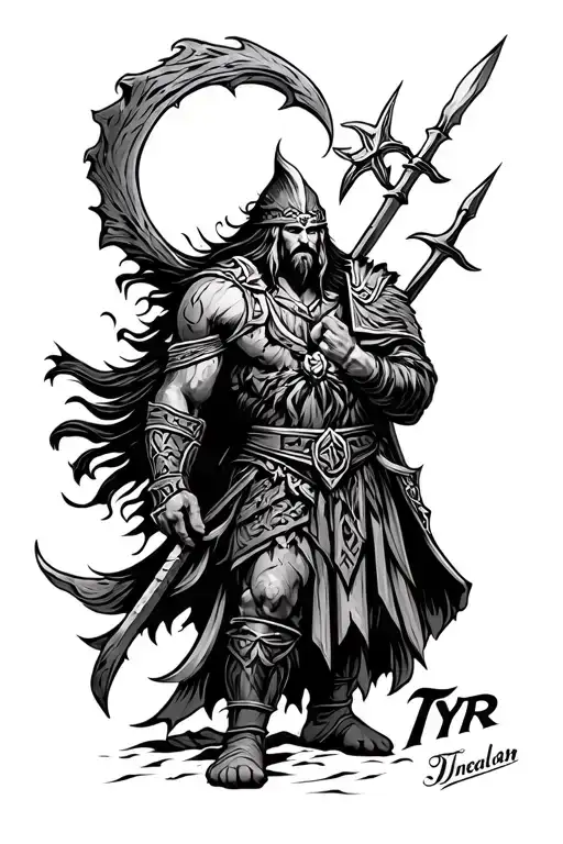 Norse God Tyr Nordic God Sleeve Tattoo Design