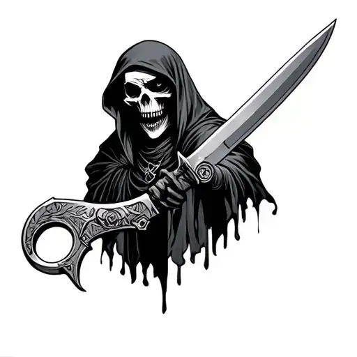 Grim Reaper Holding Karambit Knife
