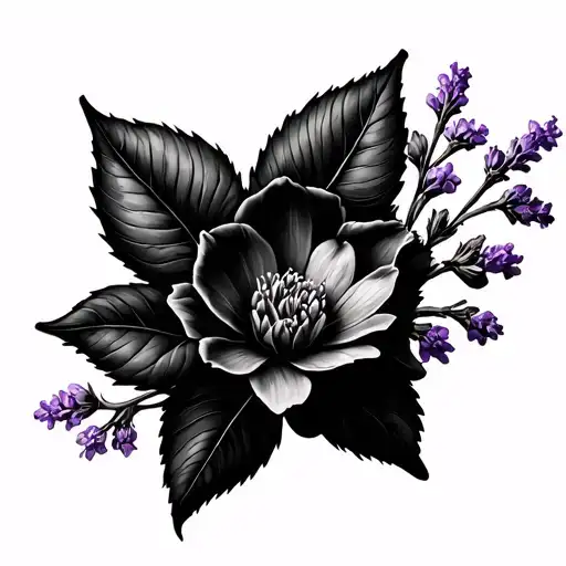 Cross With Dogwood Flower And Little Flowers And Lavendar Surrounding It