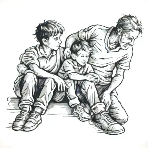 Shadow Of Parents And Son Sitting Together