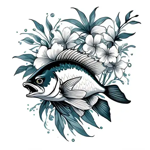 Thunder With Hawaiian Flowers And The Cancer Fish Swimming