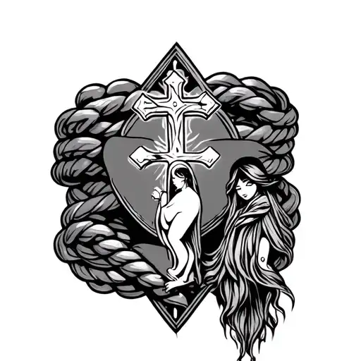 Bracelet With A Cross And A Witch In Pregnancy Tattoo Design