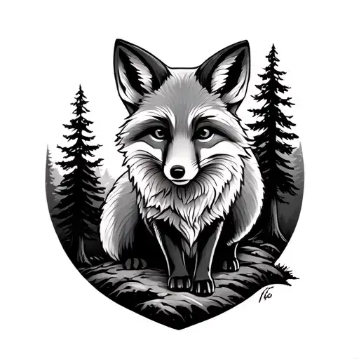 Fox In A Hill In The Forest