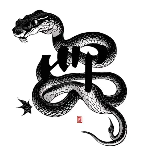 Japan Text And A Snake