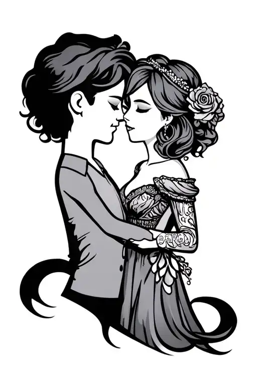 Married Couples Tattoo Showing The Bad And Good Of Love And Life