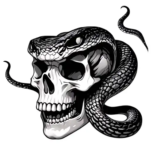 Simple Snake And Skull