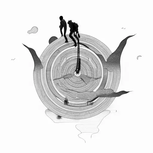 Two People Climbing A Mountain