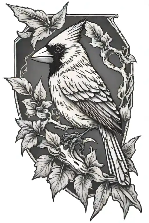 Cardinal Perched On Arrowhead