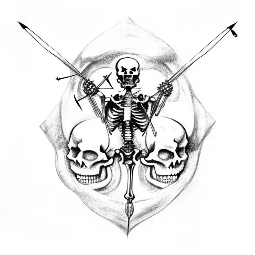 A Medieval Armored Skeleton Shooting Arrows At A Skeleton Holding A Target