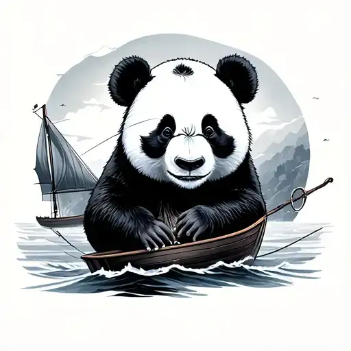Panda On A Sail Boat