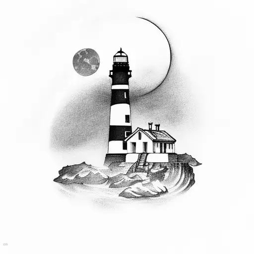 Lighthouse With Moon With Taiwan