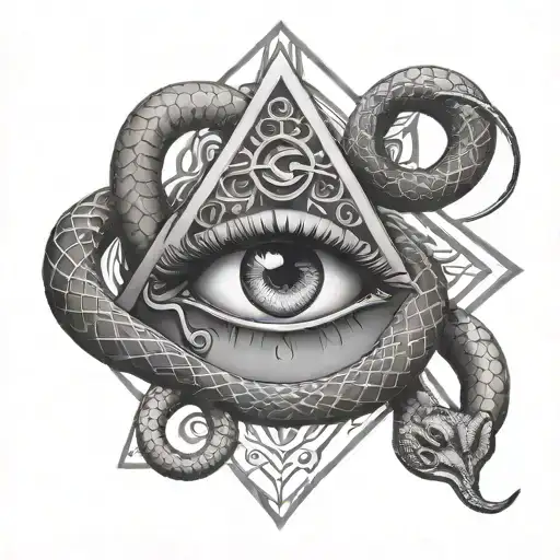 All Seeing Eye And Snake Combination