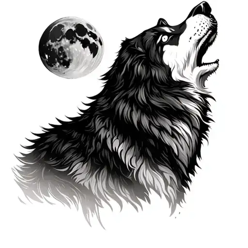 Wolf Howling At The Moon In The Forrest