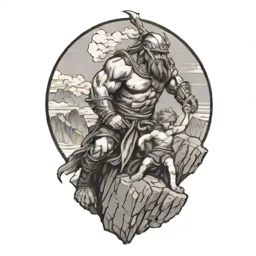 Warrior Pulling A Child Up From A Cliff