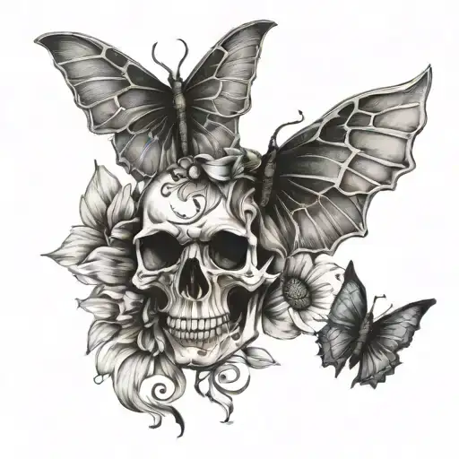 Sunflower Skull Bats Out Of Petals