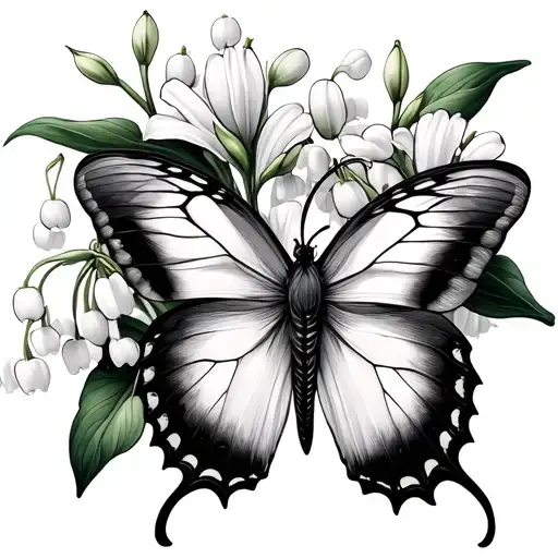 Half Butter Fly Half Flowers With Lily Of The Valley Flowers
