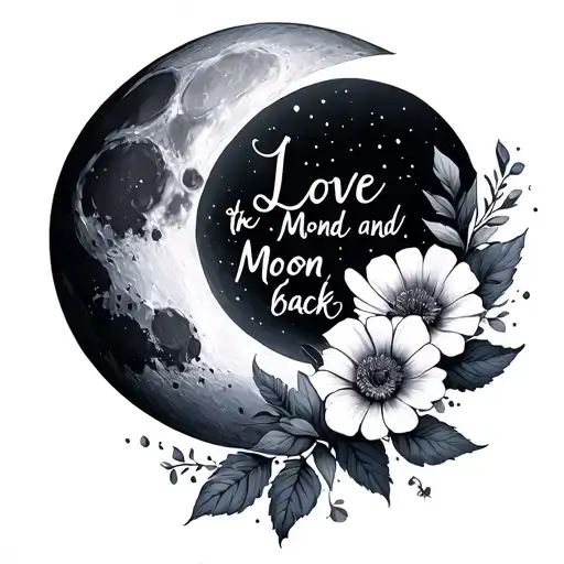 Feinline Blumen Mond Und Schriftzug I Love To The Moon And Back