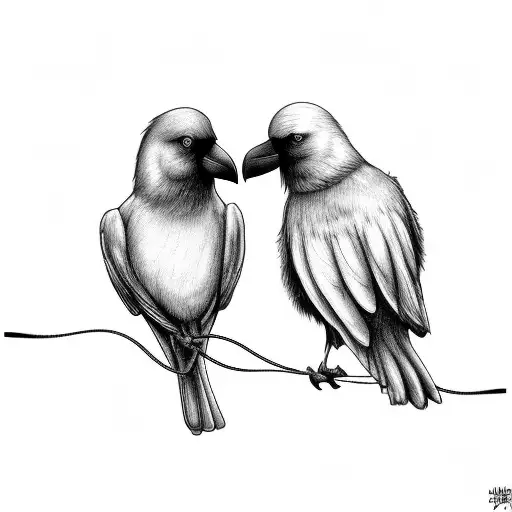 2 Crows In Love On A Telephone Wire