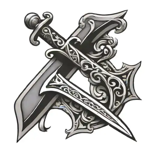 Letter J Into A Sword