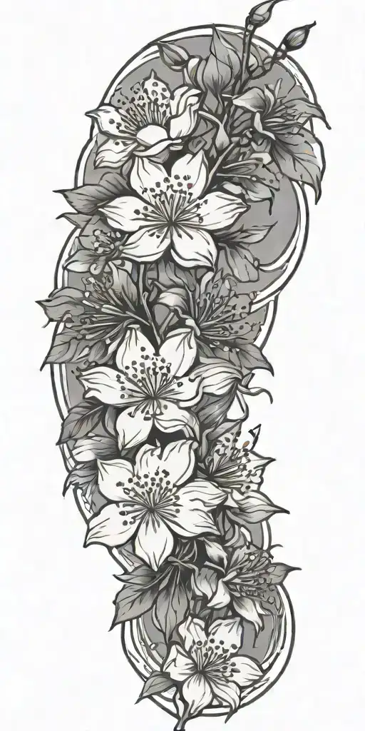 Cherry Blossom Bouquet Tattoo Design