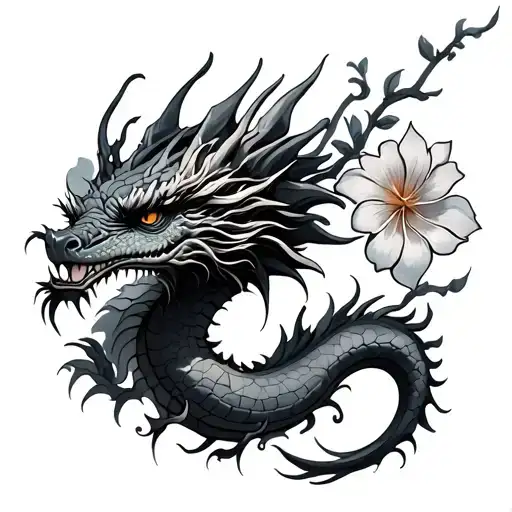 Dragon With Flowers