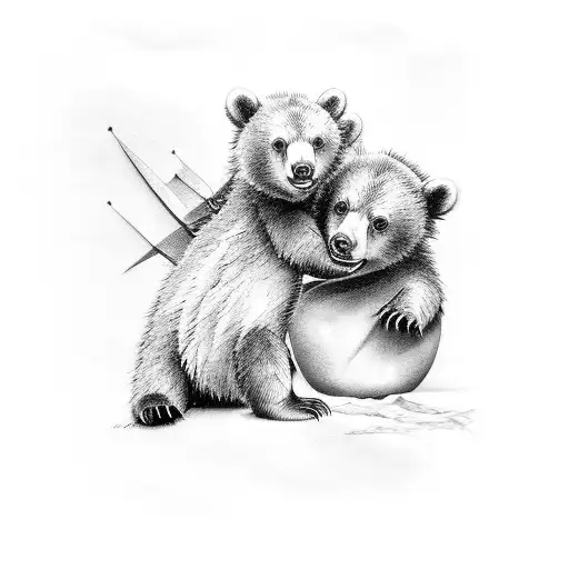 Bear Cub And Dragon Fly