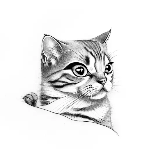 Cute Cat Outline Scratching