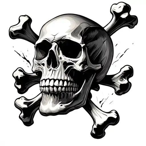 Realistic Skull Crossing Bones